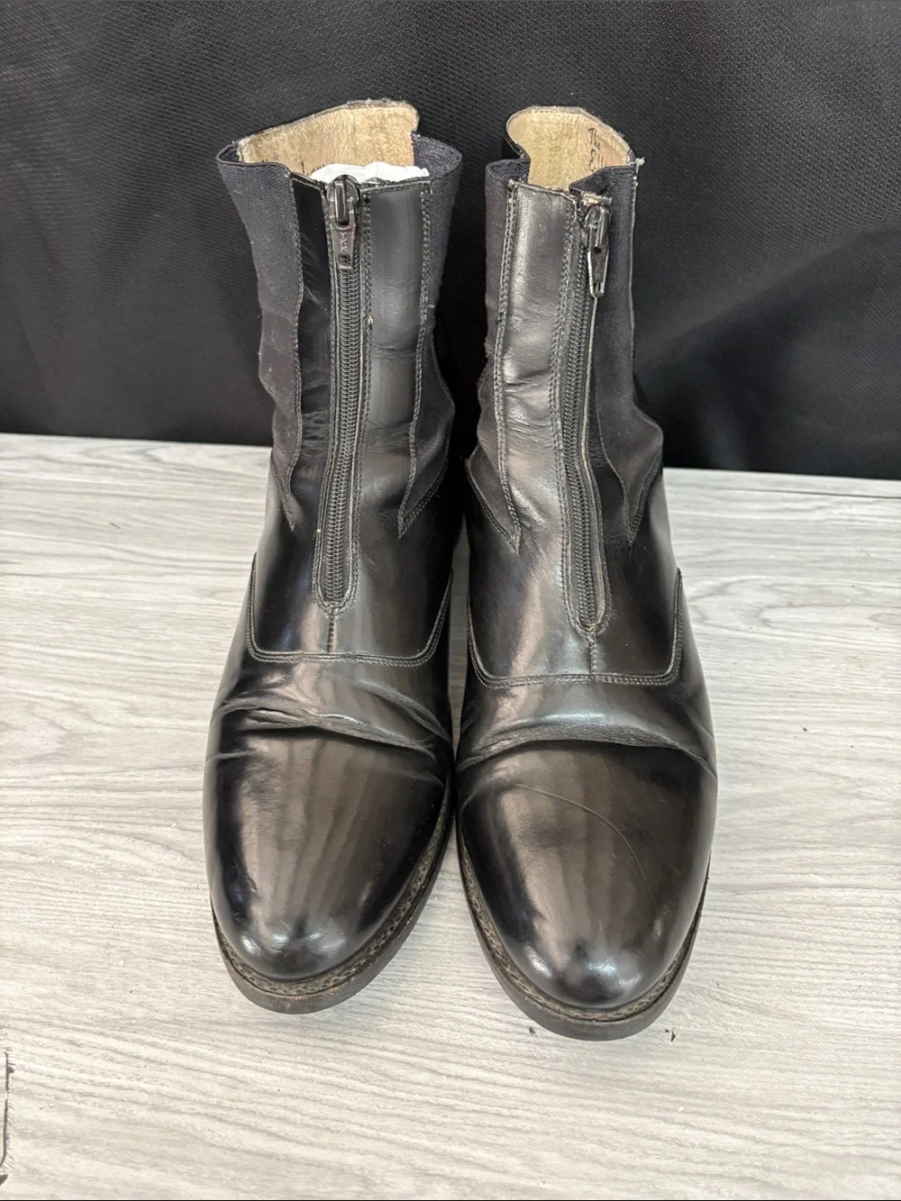 Classic Black Leather Equestrian  Boots with Side Zip